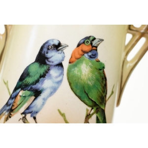 68030 CZECHOSŁOWACJA ART-DECO PARA WAZONÓW I ŻARDINIERA NA KOMINEK PTAKI (4).JPG