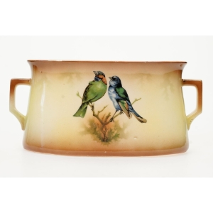 68030 CZECHOSŁOWACJA ART-DECO PARA WAZONÓW I ŻARDINIERA NA KOMINEK PTAKI (9).JPG