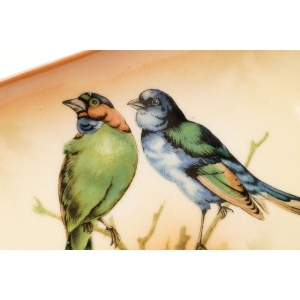 68030 CZECHOSŁOWACJA ART-DECO PARA WAZONÓW I ŻARDINIERA NA KOMINEK PTAKI (10).JPG