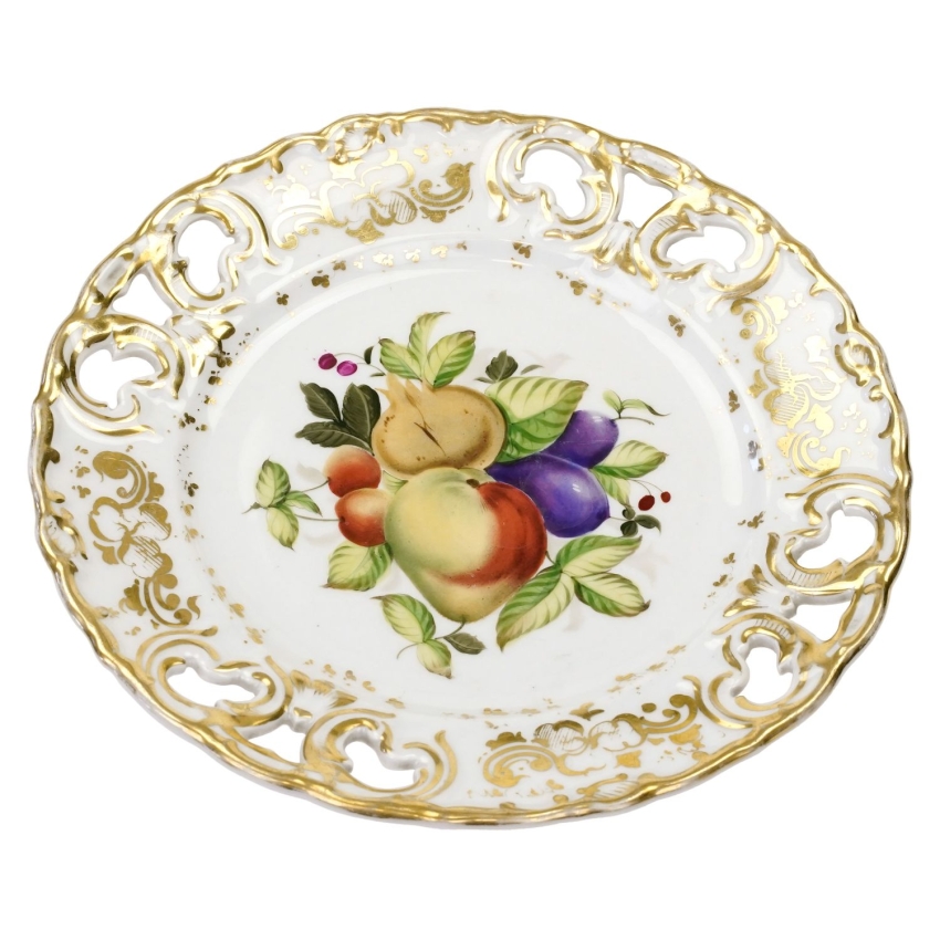 68146 BIEDERMEIER ZABYTKOWA PATERA OWOCE I AŻURY ŚWIETNY STAN! (1).jpg