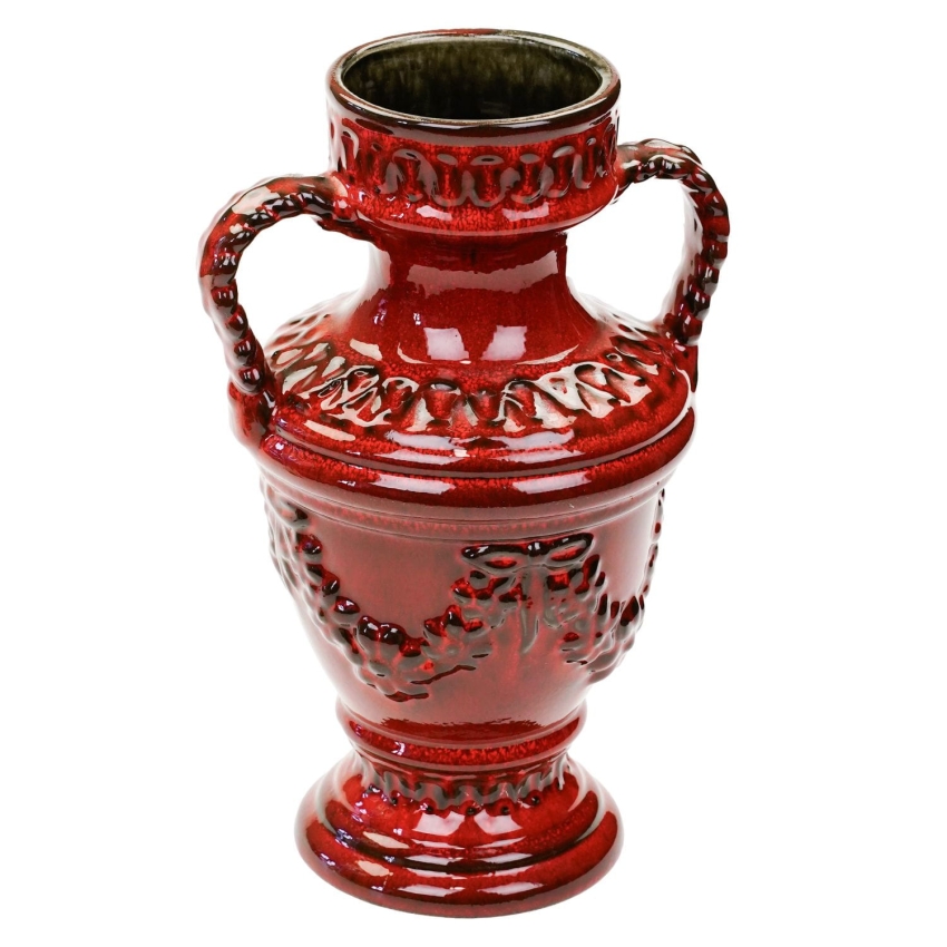 68183 FAT LAVA CZERWOY WAZON Z USZAMI GIRLANDY KWIATÓW DESIGN Z LAT 60-TYCH (1).jpg