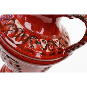 68183 FAT LAVA CZERWOY WAZON Z USZAMI GIRLANDY KWIATÓW DESIGN Z LAT 60-TYCH (3).JPG