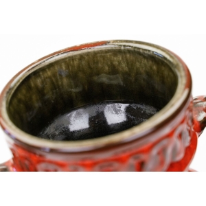 68183 FAT LAVA CZERWOY WAZON Z USZAMI GIRLANDY KWIATÓW DESIGN Z LAT 60-TYCH (4).JPG