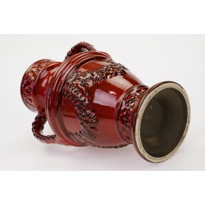 68183 FAT LAVA CZERWOY WAZON Z USZAMI GIRLANDY KWIATÓW DESIGN Z LAT 60-TYCH (6).JPG