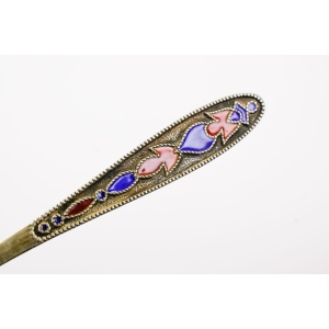 68196 ROSJA KOMPLET 5 EMALIOWNYCH SREBRNYCH ŁYŻECZEK DO KAWY PRÓBA 875 WAGA ŁĄCZNA 75,8 G (4).JPG