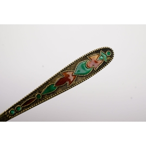 68197 ROSJA PARA EMALIOWNYCH SREBRNYCH ŁYŻECZEK DO KAWY PRÓBA 875 WAGA ŁĄCZNA 28,8 G (4).JPG