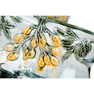 68296 ART NOUVEAU MAJOLIKA PARA WAZONÓW Z ŻARDINIERĄ ZŁOTOKAP CUDEŃKA FRANCJA (2).JPG