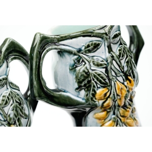 68296 ART NOUVEAU MAJOLIKA PARA WAZONÓW Z ŻARDINIERĄ ZŁOTOKAP CUDEŃKA FRANCJA (3).JPG