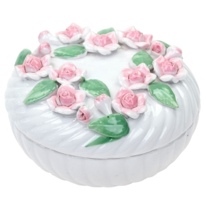 SZKATUŁKA POJEMNIK PUZDERKO PLASTYCZNE KWIATY