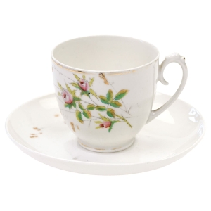 STAREŃKA ŁADNA FILIŻANKA ZE SPODKIEM W RÓŻE