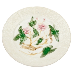 68493 ZABYTKOWY TALERZ Z PTASZKAMI I KWIATAMI MAJOLIKA (1).jpg