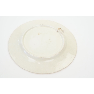 68493 ZABYTKOWY TALERZ Z PTASZKAMI I KWIATAMI MAJOLIKA (5).JPG