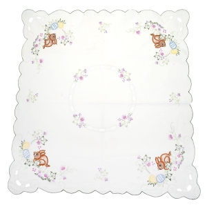 WIELKANOC OBRUSZ Z BARWNYMI HAFTAMI I AŻURAMI 84 X 78 CM