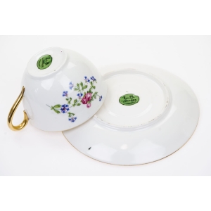 68607 LIMOGES FILIŻANKA ZE SPODKIEM CHABRY RÓŻYCZKI I ZŁOCENIA (6).JPG