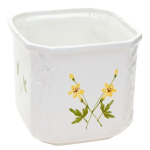 BARDZO ŁADNA OSŁONKA NA DONICZKĘ DONICA BASSANO RĘCZNIE MALOWANE KWIATKI