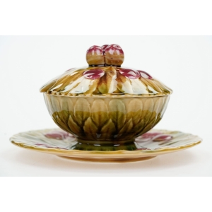 68901 SARREGUEMINES MAJOLIKA CUDOWNY OWOCOWY POJEMNIK NA KONFITURY WISIENKI (2).JPG