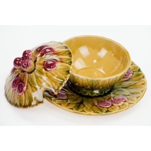 68901 SARREGUEMINES MAJOLIKA CUDOWNY OWOCOWY POJEMNIK NA KONFITURY WISIENKI (4).JPG