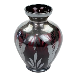 WENECKI FIOLETOWY WAZON SREBREM MALOWANY