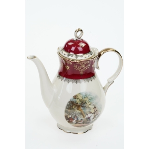 68966 ZEH SCHERZER KOŚĆ SŁONIOWA ZŁOCENIA, BORDOWY GARNITUR DO MOKKI ZE SCENKAMI (2).JPG