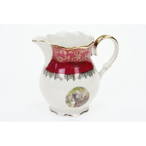 68966 ZEH SCHERZER KOŚĆ SŁONIOWA ZŁOCENIA, BORDOWY GARNITUR DO MOKKI ZE SCENKAMI (5).JPG