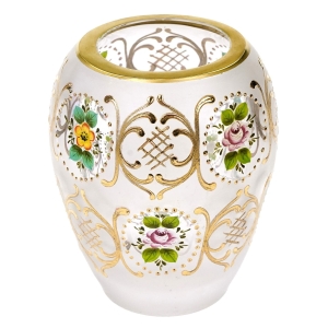 CZECHY CUDOWNY WAZON EMALIĄ MALOWANE RÓŻE