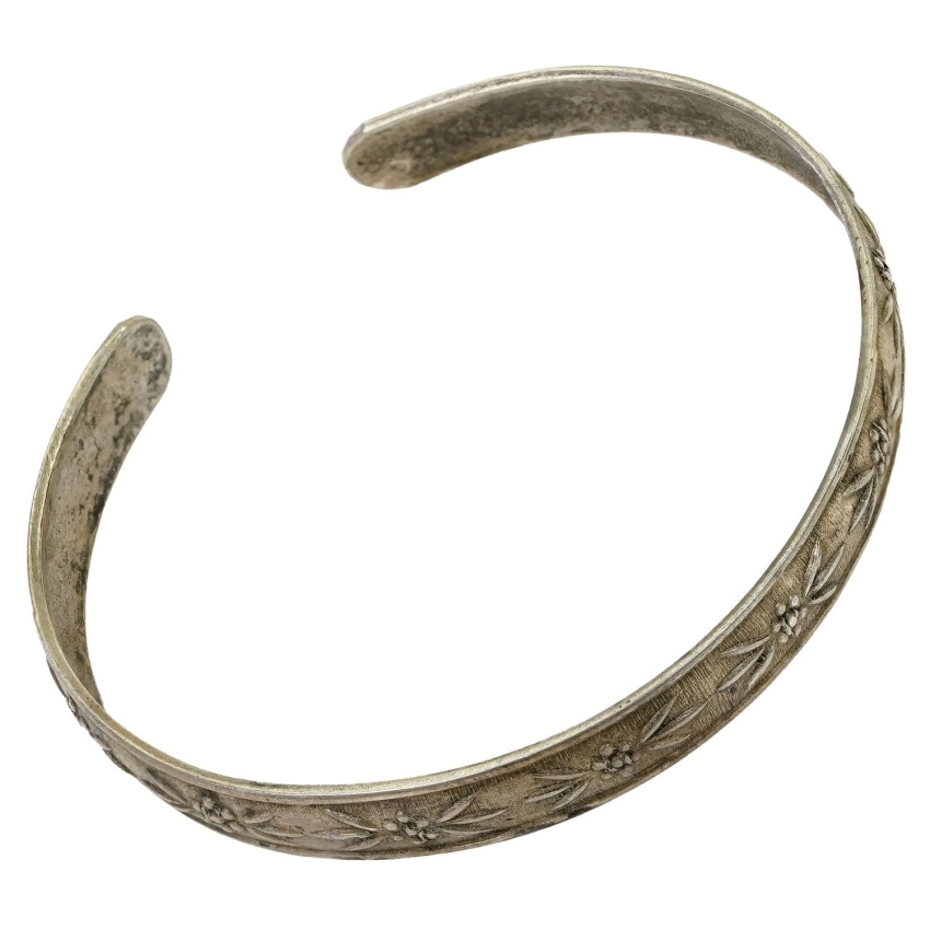 69259 SREBRO BANGLA BRANSOLETA W KWIATKI WAGA 12,6 G (1).jpg