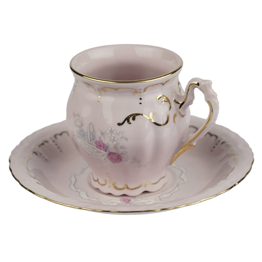 41134 CHODOV FILIŻANKA MOKKA Z RÓŻOWEJ PORCELANY CUDEŃKO Z RELIEFAMI (1).jpg