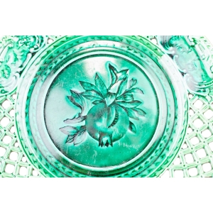 69427 MAJOLIKA OZDOBNY ZIELONY TALERZ OWOC GRANATU (4).JPG