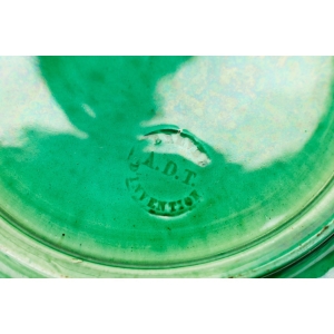 69427 MAJOLIKA OZDOBNY ZIELONY TALERZ OWOC GRANATU (6).JPG