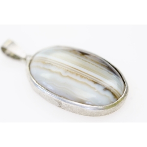 69443 ŁADNA ZAWIESZKA WISIOR Z SZARYM PASIASTYM KAMIENIEM WAGA 8 G (2).JPG