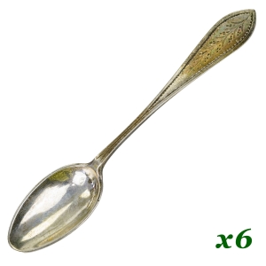 KOMPLET SREBRNYCH ZABYTKOWYCH ŁYŻECZEK DO HERBATY WAGA 67,9 G