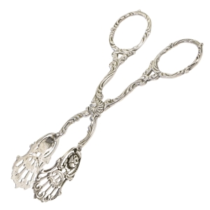 PRZEPIĘKNE SREBRNE SZCZYPCE DO CIASTEK Z RÓŻĄ PRÓBA 835 WAGA 23,5 G