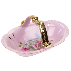 CHODOV ANFRA KOSZYCZEK Z RÓŻOWEJ PORCELANY BUKIETY KWIATÓW