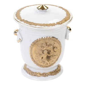 PORCELANOWY POJEMNIK Z CHERUBINKAMI PUTTAMI Z POKRYWĄ
