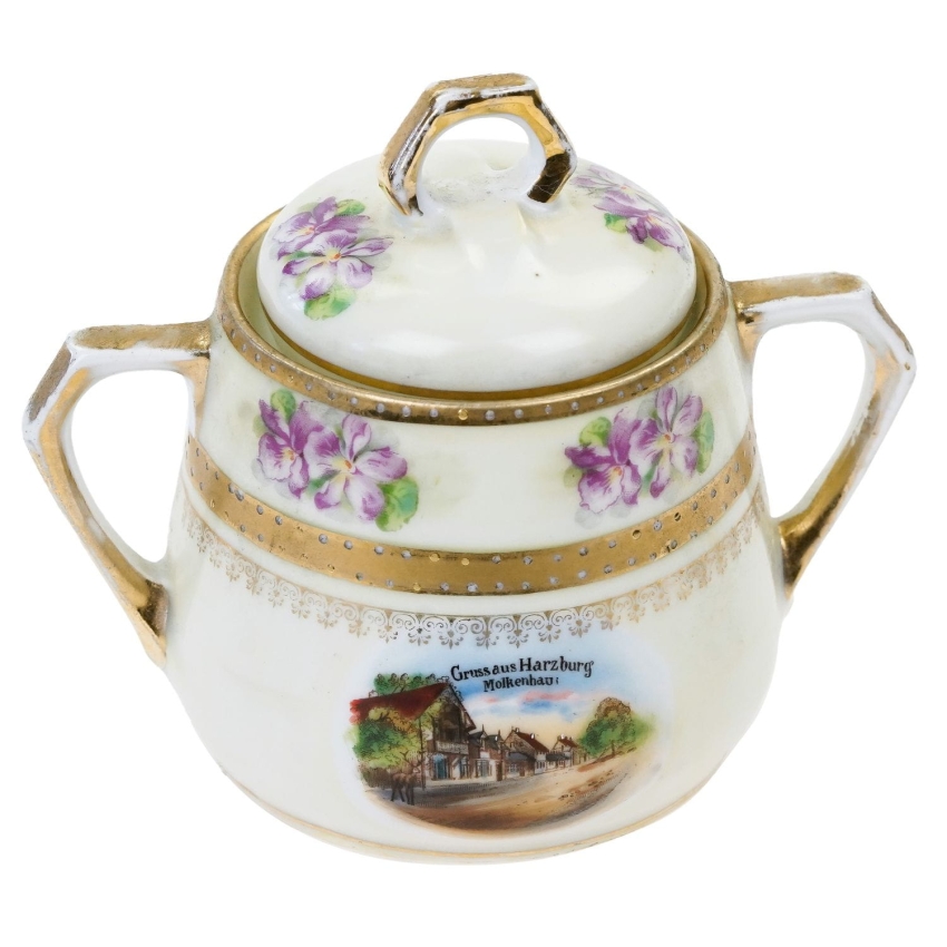 69878 ŚLICZNA STARA WANILIOWA CUKIERNICZKA Z POZDROWIENIAMI FIOŁKI (1).jpg