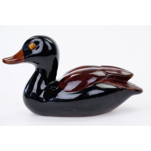 69933 CERAMICZNA KACZKA FIGURA KACZORA CZARNO-BRĄZOWA (2).JPG