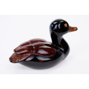 69933 CERAMICZNA KACZKA FIGURA KACZORA CZARNO-BRĄZOWA (5).JPG