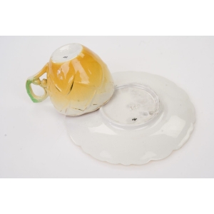 70047 STARA CERAMICZNA FILIŻANKA ZE SPODKIEM ŻÓŁTY KWIAT (4).JPG