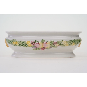 70050 CERAMICZNA ŻARDINIERA OSŁONKA NA DONIOCĘ DONICZKA GIRLANDY KWIATÓW I OWOCÓW (3).JPG