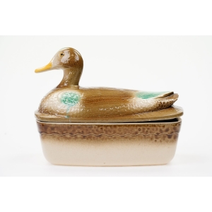 70215 CERAMICZNY POJEMNIK FORMA NA PASZTET Z KACZKĄ RĘCZNIE MALOWANA (3).JPG