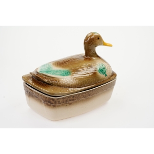 70215 CERAMICZNY POJEMNIK FORMA NA PASZTET Z KACZKĄ RĘCZNIE MALOWANA (5).JPG