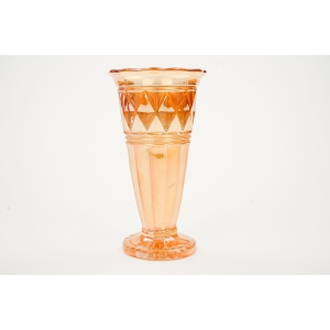 70241 CARNIVAL GLASS IRYZOWANY WAZON Z ŁADNYM GEOMETRYCZNYM SZLACZKIEM (2).JPG