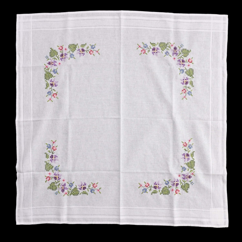 70339 HAFT KRZYŻYKOWY OBRUS RĘCZNIE WYSZYWANY KOLOROWE KWIATKI 79 X 78 CM (1).jpg