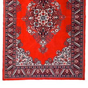 PIĘKNY OBRUS KILIM GOBELIN AKSAMIT CZERWIEŃ I BŁĘKITY 190 X 130 CM