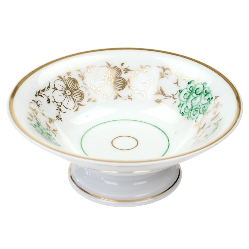 70387 BIEDERMEIER PATERA NA NODZE RĘCZNIE MALOWANY ZŁOTO-ZIELONE WZORY (1).jpg