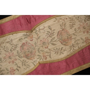 70461 BIEŻNIK LAUFER W STYLU RETRO PUDROWY RÓŻ I ZŁOTO PIĘKNY Z FRĘDZLAMI 150 X 33 cm (2).JPG