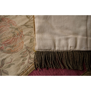70461 BIEŻNIK LAUFER W STYLU RETRO PUDROWY RÓŻ I ZŁOTO PIĘKNY Z FRĘDZLAMI 150 X 33 cm (6).JPG
