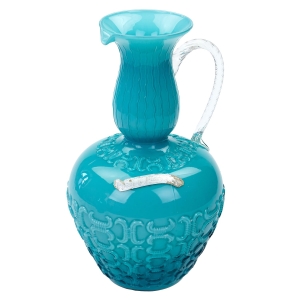 EMPOLI DUŻY TURKUSOWY WAZON DZBAN Z RELIEFEM
