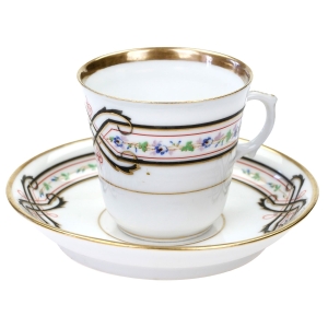 70543 ZABYTKOWA FILIŻANKA ZE SPODKIEM RĘCZNIE MALOWANA BIEDERMEIER (1).jpg