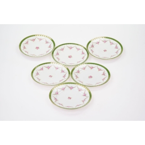 70552 M.Z. AUSTRIA KOMPLET 6 UROCZYCH SECESYJNYCH TALERZYKÓW GIRLANDY RÓŻ (6).JPG